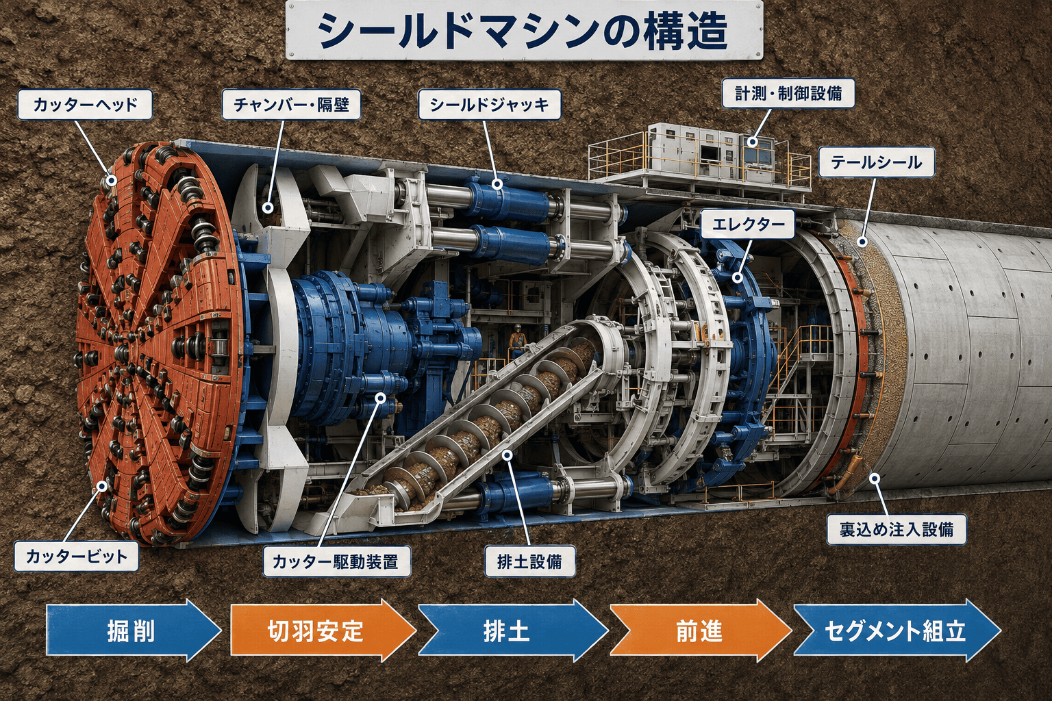 シールドマシンの各部名称